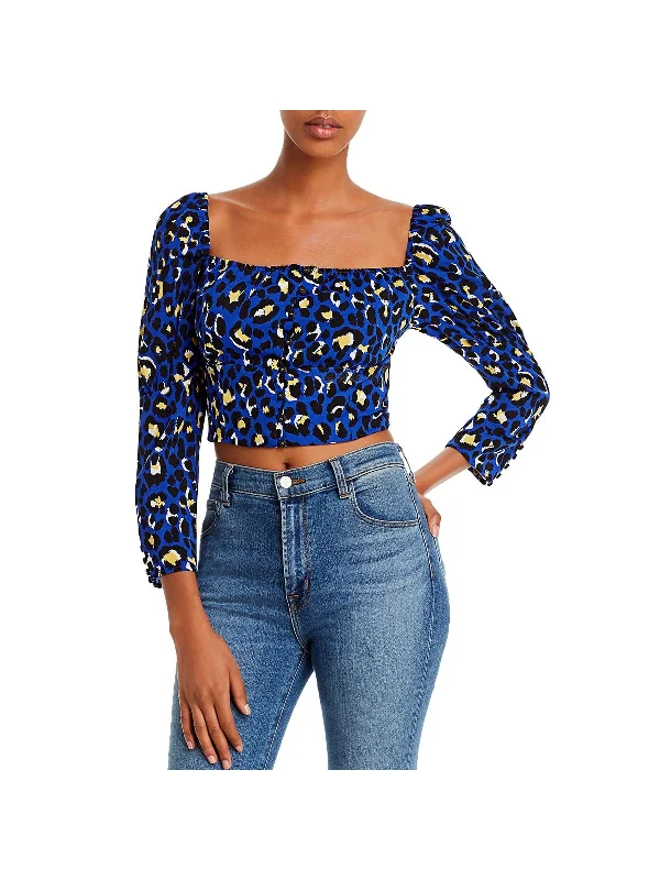 Fashion Frontiers Chloe Womens Animal Print Boxy Crop Top