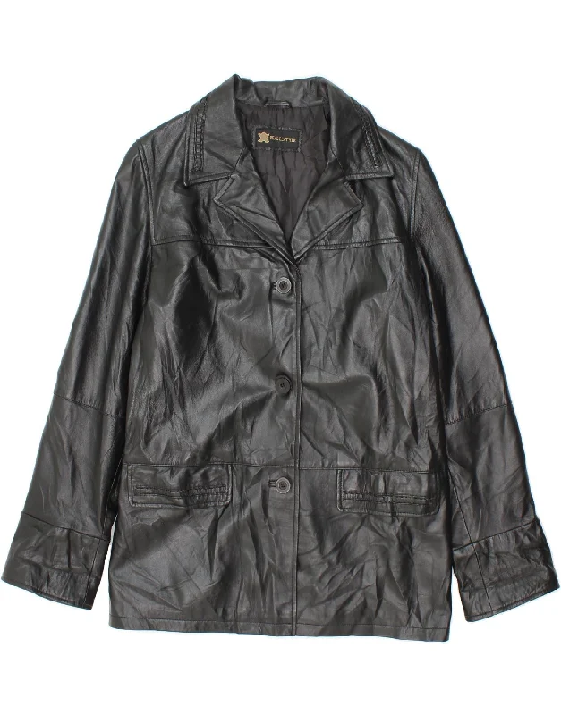 Graceful Fashion VINTAGE Womens Leather Jacket UK 14 Large Black Leather