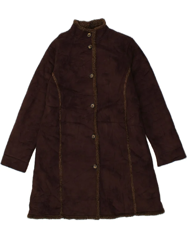 Trendy Online Boutiques L.L.BEAN Womens Sherpa Overcoat UK 16 Large Brown Polyester
