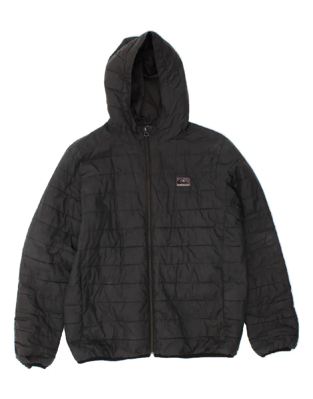 Women's Everyday Clothes QUIKSILVER Womens Hooded Padded Jacket UK 16 Large Black Polyester Women's Everyday Clothes QUIKSILVER Womens Hooded Padded Jacket UK 16 Large Black Polyester