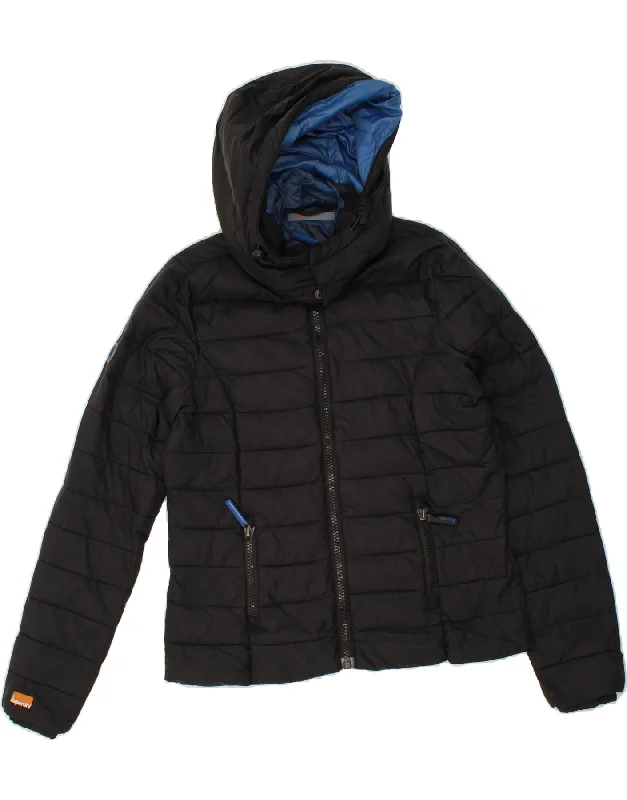 Women's Vintage-Inspired Clothing SUPERDRY Womens Hooded Padded Jacket UK 14 Large Black Nylon Women's Vintage-Inspired Clothing SUPERDRY Womens Hooded Padded Jacket UK 14 Large Black Nylon
