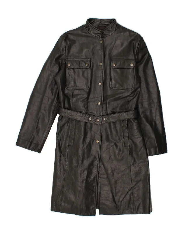 Women's Casual Attire CONBIPEL Womens Leather Coat IT 46 Large Black Leather
