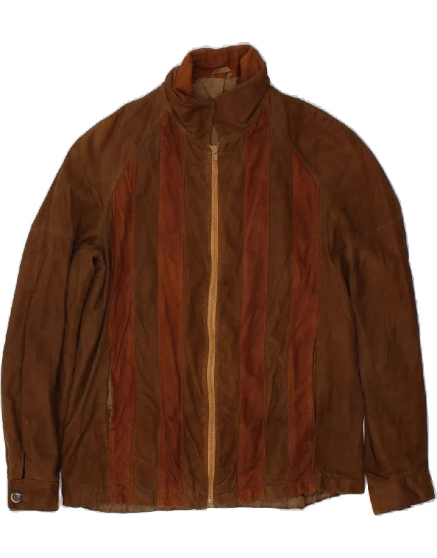 Women's Clothing for Every Occasion PICCADILLY Womens Bomber Suede Jacket IT 50 Large Brown Striped