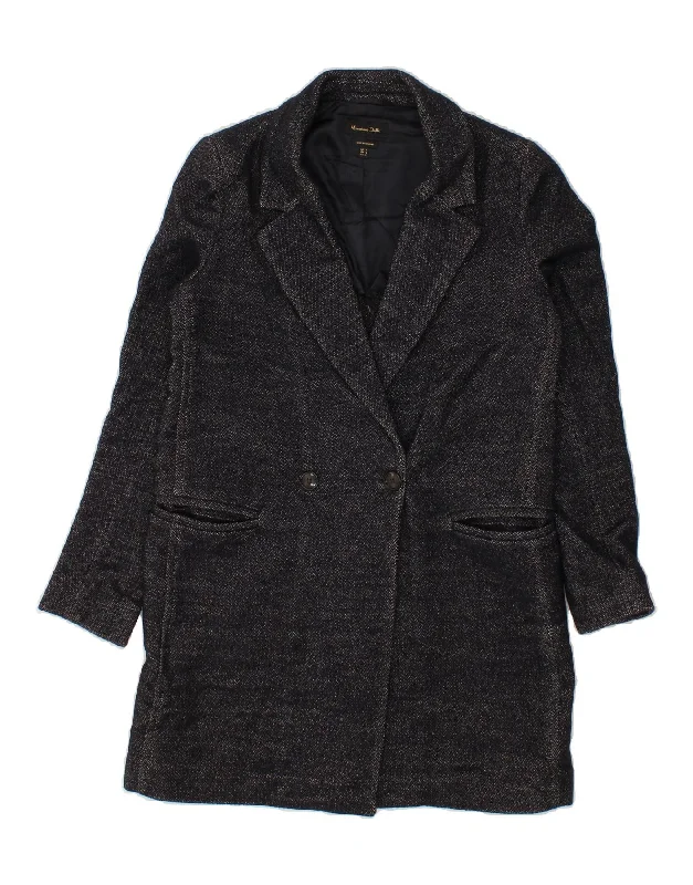 Casual Wear MASSIMO DUTTI Womens Double Breasted Coat EU 36 Small Navy Blue Flecked