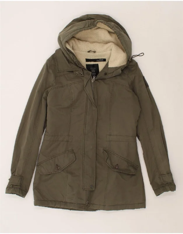 Women's Travel Outfit Set BOMBOOGIE Womens Hooded Parka Jacket US 2 XS Grey Nylon