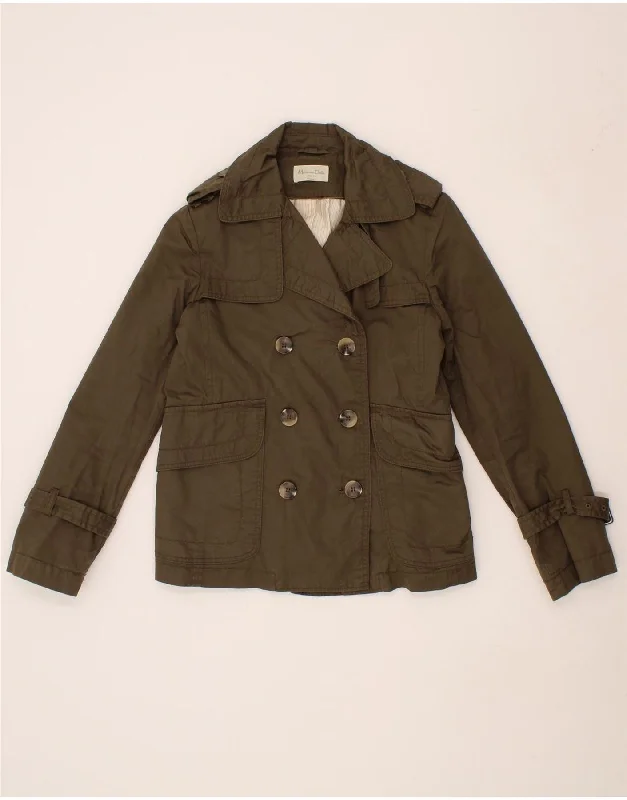 Women's Evening Clothes MASSIMO DUTTI Womens Pea Coat UK 10 Small Khaki Cotton