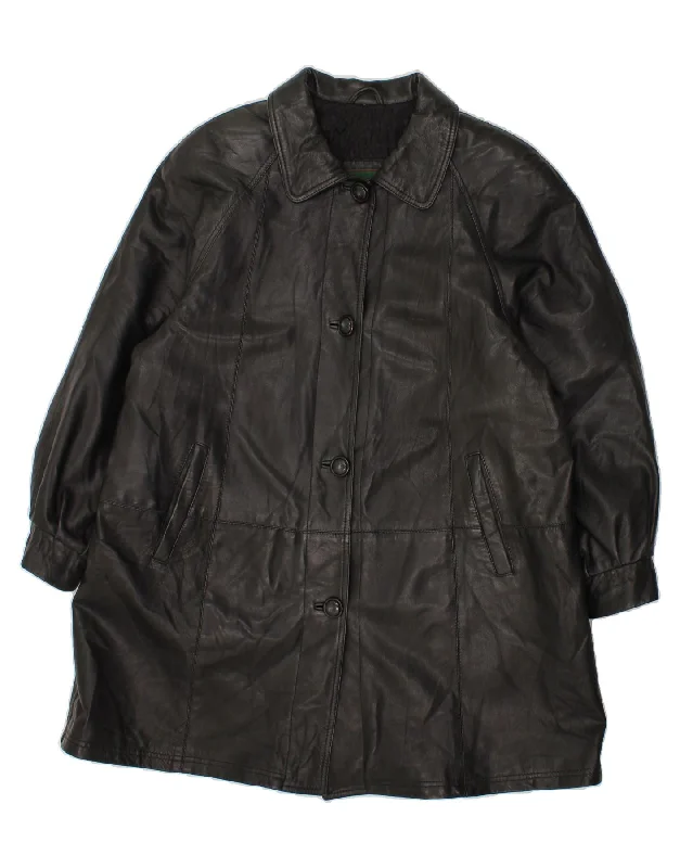 Women's Formal Event Clothing PELLE MODA Womens Leather Coat IT 46 Large Black Leather