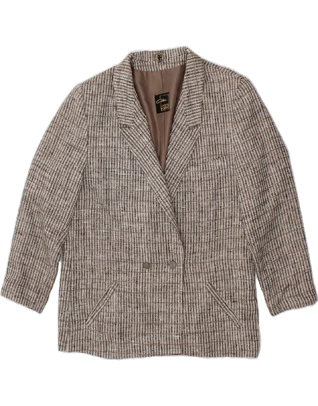 Women's Functional Outfit For Outdoor Activities VINTAGE Womens 3/4 Sleeve Double Breasted Blazer Jacket UK 14  Medium Grey