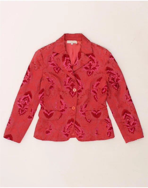 Women's Stylish Outdoor Outfit VINTAGE Womens 2 Button Blazer Jacket IT 42 Medium Red Floral Cotton