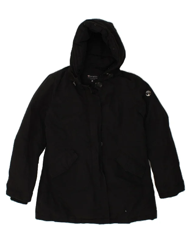Women's Apparel CHAMPION Womens Hooded Padded Jacket EU 42 Large Black Polyester