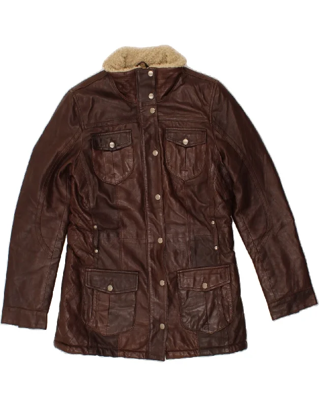 Elegant Clothing For Women YESSICA Womens Leather Jacket UK 12 Medium Brown Leather