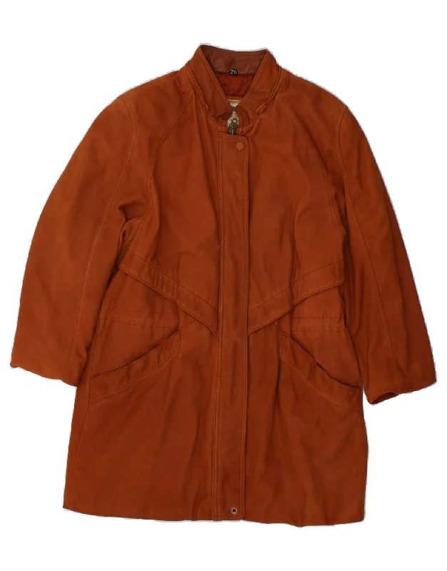 Women's Luxury Apparel VINTAGE Womens Oversized Leather Coat IT 42 Medium Brown Leather Women's Luxury Apparel VINTAGE Womens Oversized Leather Coat IT 42 Medium Brown Leather