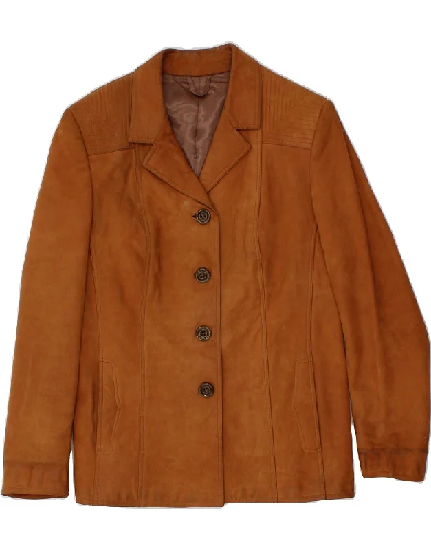 Discount Price VINTAGE Womens Leather Jacket UK 12 Medium Brown