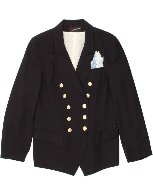 Stylish Outerwear Clothes For Women VINTAGE Womens Double Breasted Blazer Jacket US 7 Medium Navy Blue