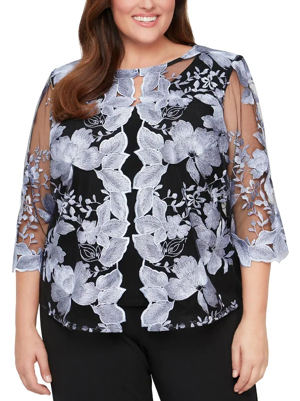 Step Ahead, Lead The Trend Plus Womens Twinset Embroidered Blouse