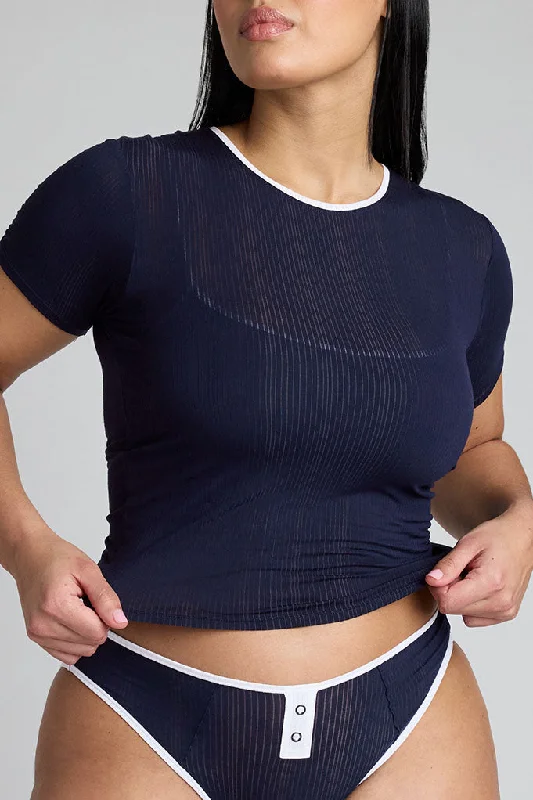 Trend Forward Threads Whipped Baby Tee in Navy + White