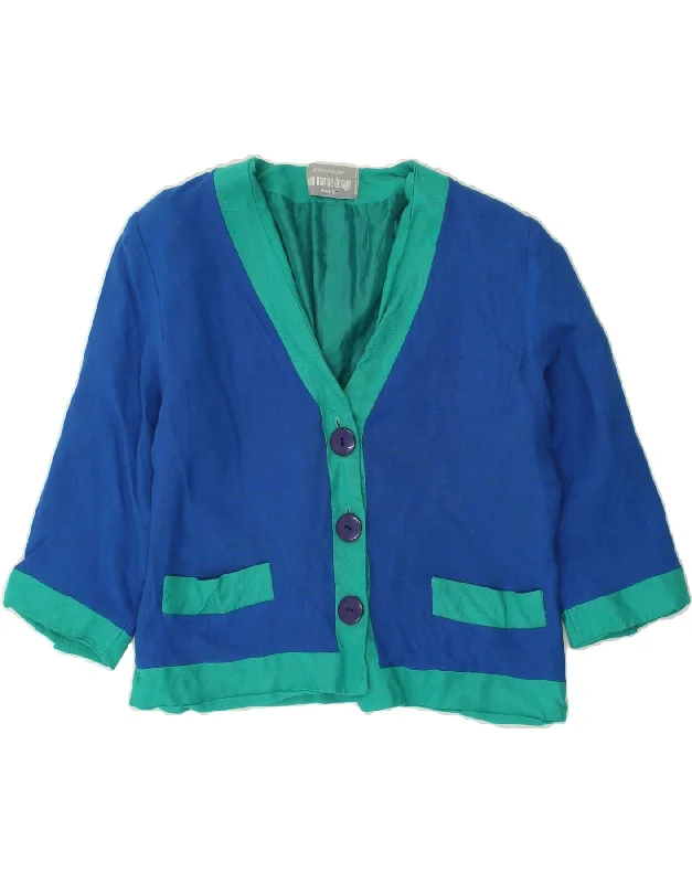 Women's Party Clothes VINTAGE Womens 3 Button Blazer Jacket UK 14 Medium Blue Colourblock