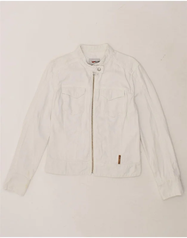 Women's Attire GAS Womens Denim Jacket UK 14 Large White Cotton