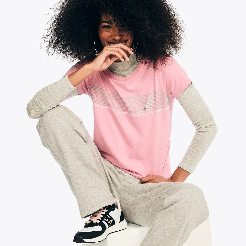 Weekend Style Deals – Limited Availability Nautica Womens Striped J-Class Foil Graphic T-Shirt