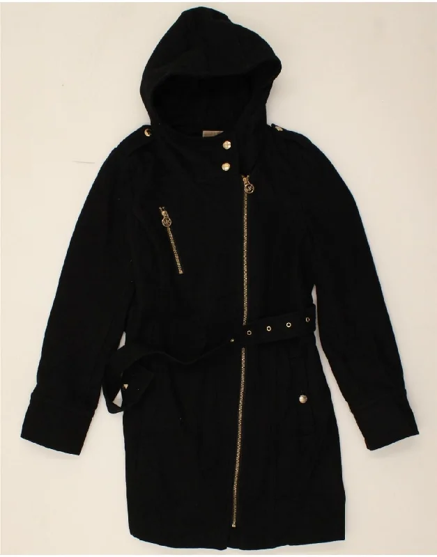 Versatile Women's Clothing for All Occasions MICHAEL KORS Womens Hooded Overcoat US 6 Medium Black Wool