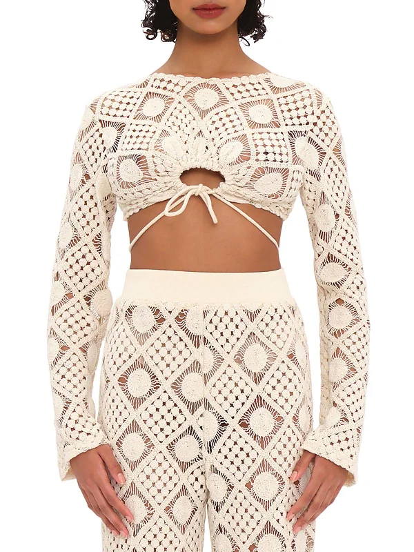Summer Fashion Womens Crochet Geometric Cropped