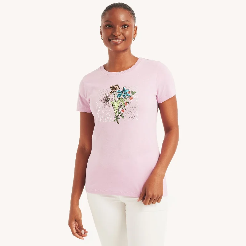 Don't Wait – Shop The Best Deals Now Nautica Womens Blooming Foil Floral Graphic T-Shirt