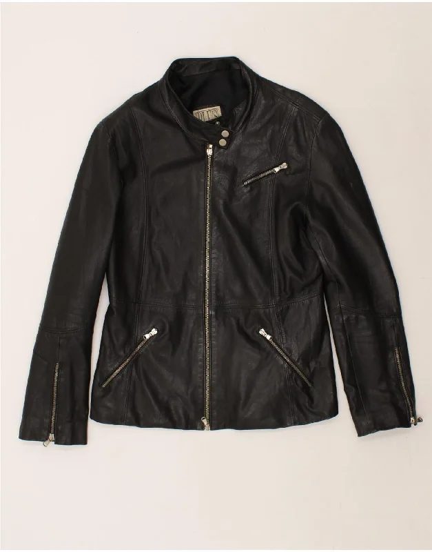 Women's Charming Outfit For Events VINTAGE Womens Leather Jacket UK 18 XL Black Leather
