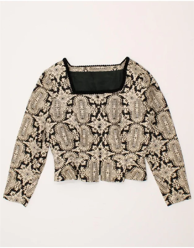 Women's Holiday Apparel VINTAGE Womens Bolero Jacket UK 12 Medium Beige Paisley