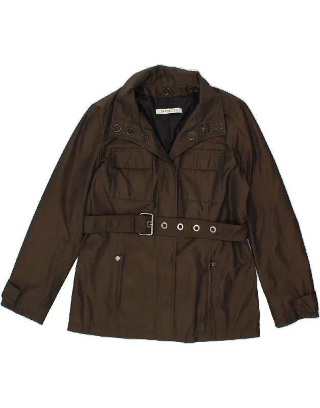 Festival Fashion MARELLA Womens Utility Jacket UK 14 Large Brown Polyester
