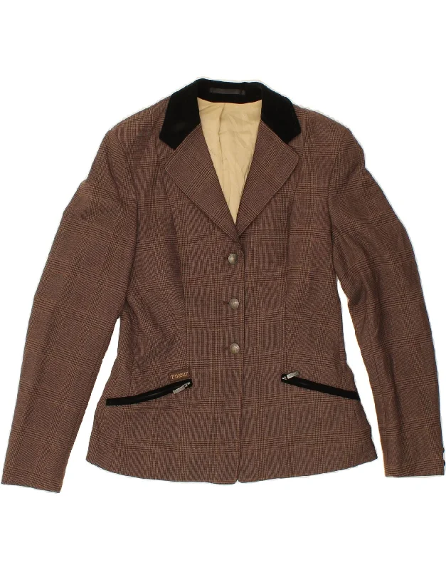 Chic Clothing For Women PIKEUR Womens 3 Button Show Blazer Jacket UK 12 Medium Brown Check Chic Clothing For Women PIKEUR Womens 3 Button Show Blazer Jacket UK 12 Medium Brown Check