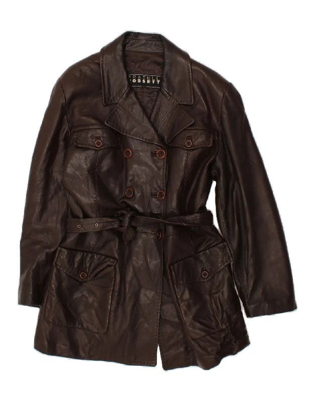 Sale On Sale FRATELLI ROSSETTI Womens Leather Coat IT 46 Large Brown