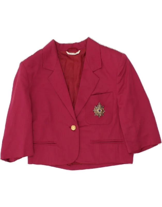 Sustainable Women's Clothing SPORTMAX Womens Crop 1 Button Blazer Jacket UK 12 Medium Pink Cotton Sustainable Women's Clothing SPORTMAX Womens Crop 1 Button Blazer Jacket UK 12 Medium Pink Cotton