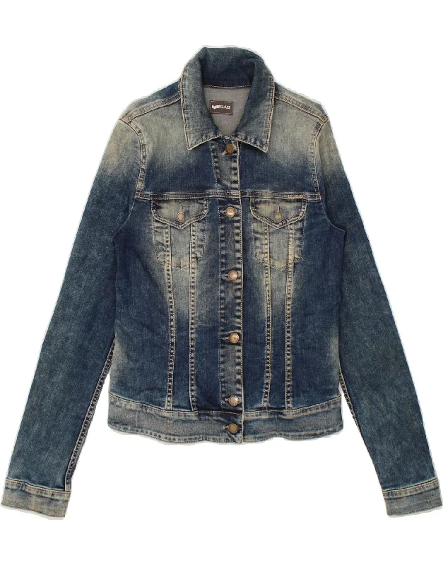 Chic Casual Style GAS Womens Crop Denim Jacket UK 10 Small Blue Cotton