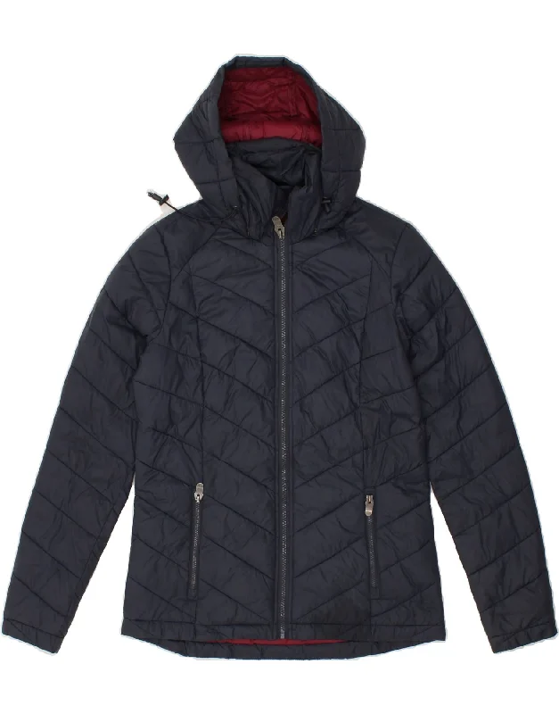 Classic Clothes For Women FAT FACE Womens Hooded Padded Jacket UK 8 Small Navy Blue
