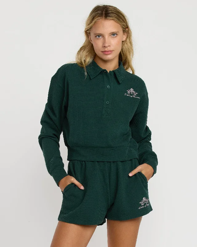 Limited Time Flash Sale Waffle Jersey Top - Pine
