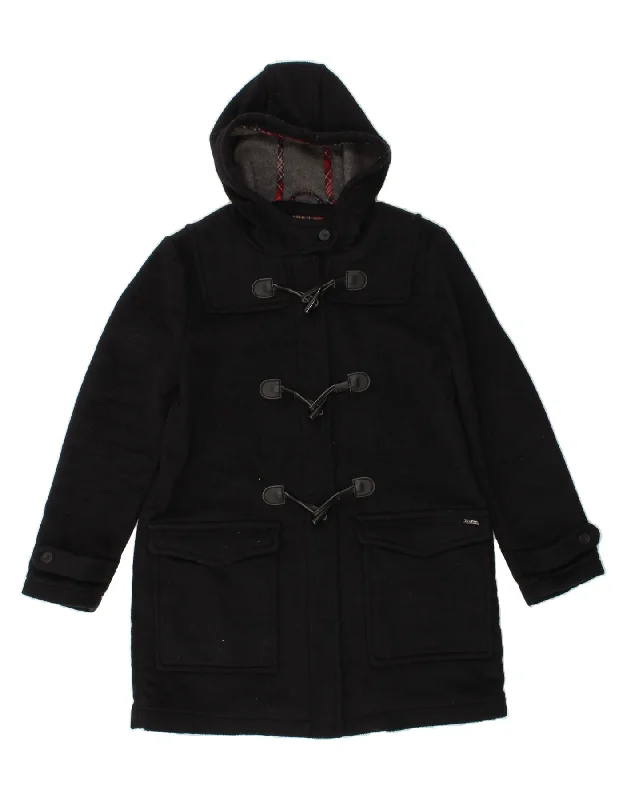 Women's Activewear Attire PEPE JEANS Womens Hooded Duffle Coat UK 18 XL Black Polyester