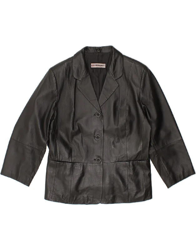Elegant Women's Clothing VINTAGE Womens Leather Jacket IT 44 Medium Black Leather