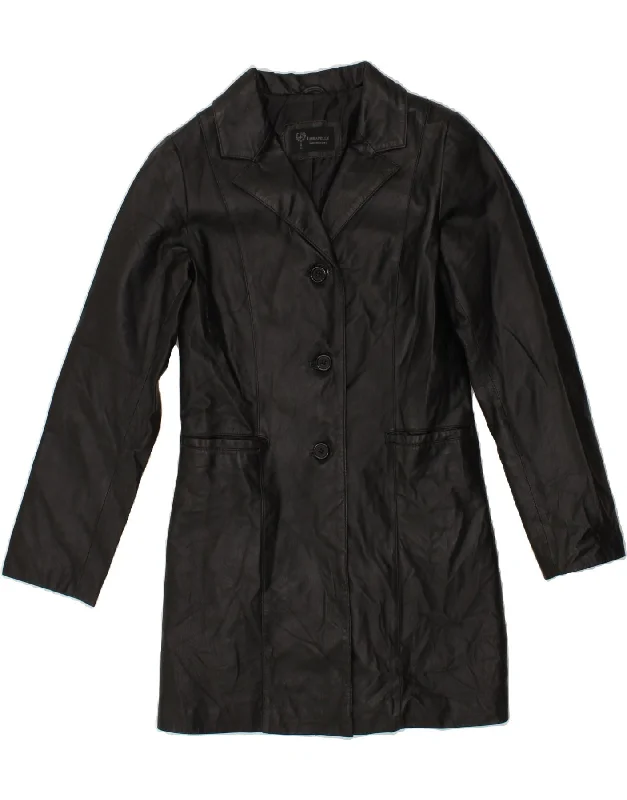 Affordable Fashion for Women VINTAGE Womens Leather Coat UK 8 Small Black Leather