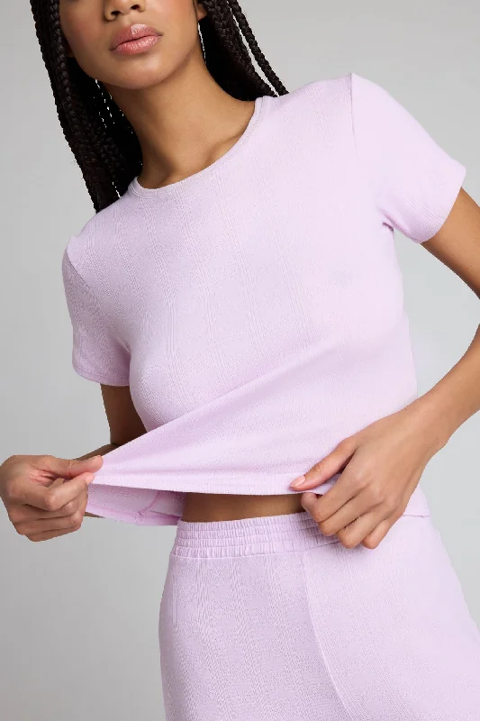Enjoy Discount Pointelle Baby Tee in Lilac