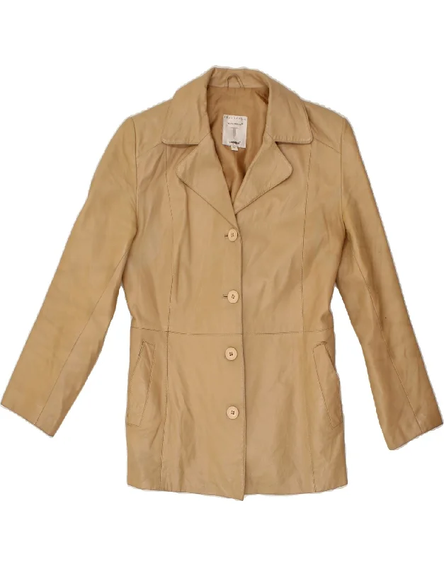 Comfortable Women's Clothing CONBIPEL Womens Leather Jacket IT 44 Medium Beige Leather