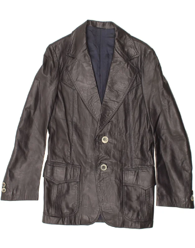 Women's Tops And Clothing VINTAGE Womens Leather 2 Button Blazer Jacket IT 44 Medium Black Women's Tops And Clothing VINTAGE Womens Leather 2 Button Blazer Jacket IT 44 Medium Black