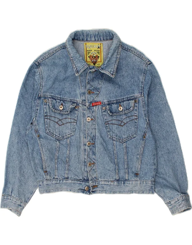 Women Fashion SQUAW Womens Denim Jacket UK 16 Large Blue Cotton