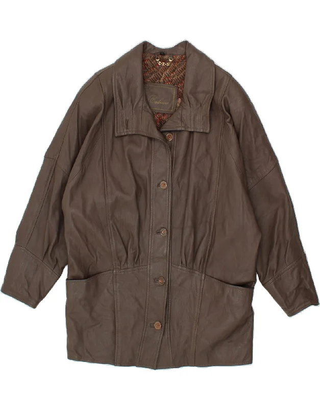 Boho Chic Fashion CABRINI Womens Leather Coat IT 40 Small Brown Leather