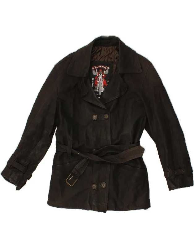 Women's Clothing Apparel VINTAGE Womens Leather Jacket IT 44 Medium Brown Leather