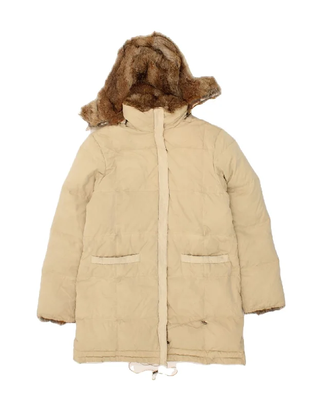 Fashion Essentials MARINA YACHTING Womens Hooded Padded Coat IT 44 Medium Beige Cotton
