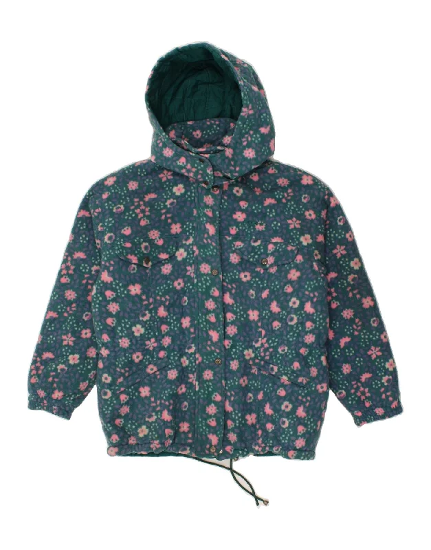 Elegant Women's Clothing Online DIADORA Womens Hooded Fleece Jacket UK 16 Large Blue Floral Polyester