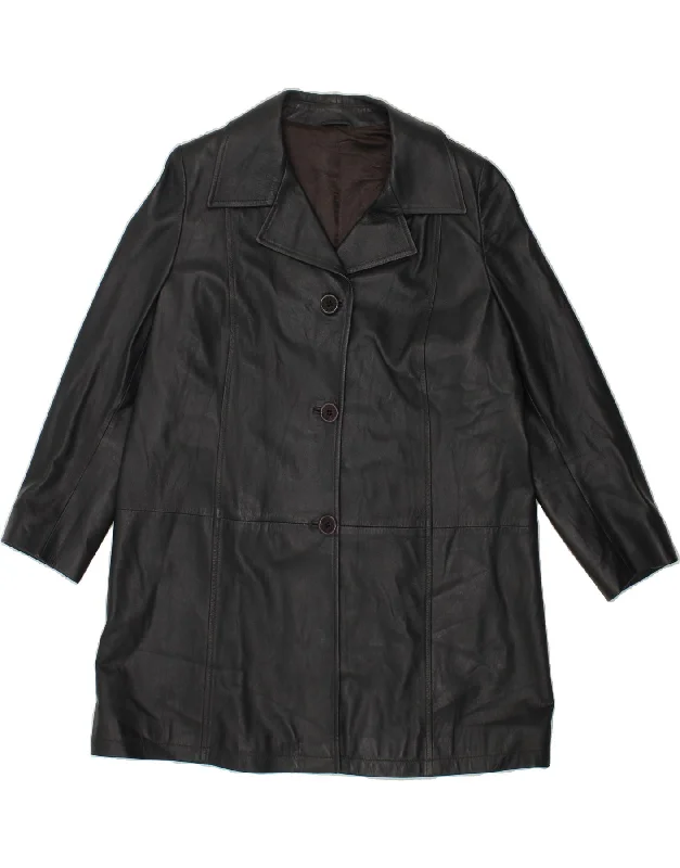 Extreme Clearance Deals VINTAGE Womens Leather Coat UK 14 Medium Black