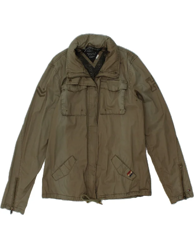 Women's Classic Outfit TOMMY HILFIGER Womens Hooded Utility Jacket UK 16 Large Khaki Cotton Women's Classic Outfit TOMMY HILFIGER Womens Hooded Utility Jacket UK 16 Large Khaki Cotton