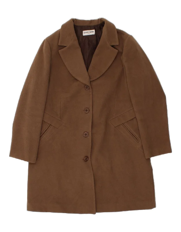 Women's Transitional Clothes PIERRE CARDIN Womens Overcoat IT 54 3XL Brown Wool