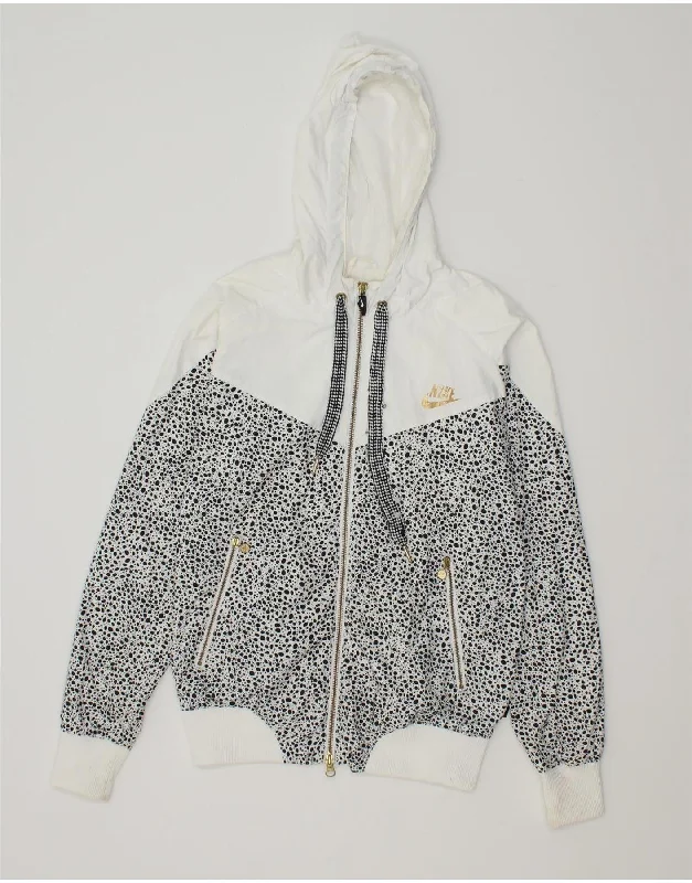 Women's Everyday Apparel NIKE Womens Hooded Rain Jacket UK 8/10 Small White Spotted Polyester Women's Everyday Apparel NIKE Womens Hooded Rain Jacket UK 8/10 Small White Spotted Polyester